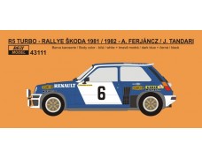 Decal – Renault 5 Turbo - 1981 / 1982 Rallye Škoda - Ferjáncz / Tandari 1/43